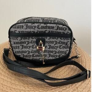 JUICY COUTURE CROSSBODY PURSE EASTSIDE WESTSIDE CAMERA STYLE BLACK BEIGE